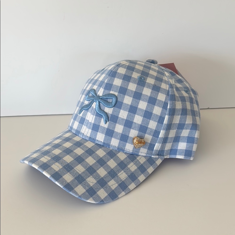 Juicy Couture Blue Checkered   Baseball Cap with Bow